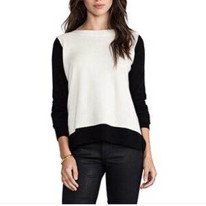 Autumn Cashmere Color Block Black & Ivory Sweater Size M